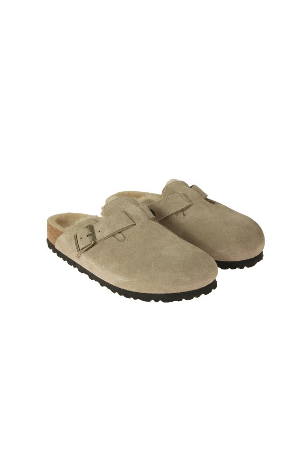 Scarpa Birkenstock Boston con Pelliccia Taupe